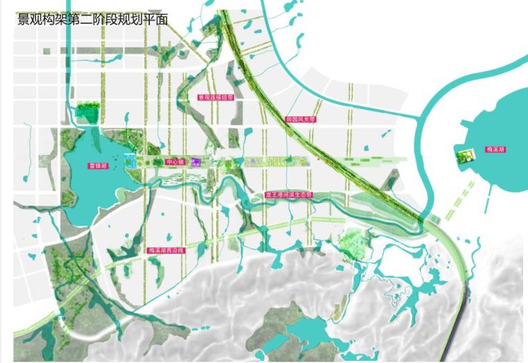 [湖南]某湖西片区道路景观规划设计pdf(59页)——法国岱禾-景观构架第二阶段规划平面