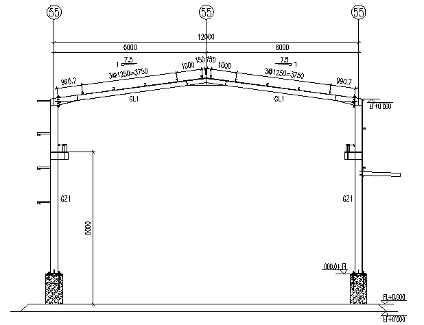 鹏飞石业轻型门式钢屋架结构施工图（CAD，13张）_6