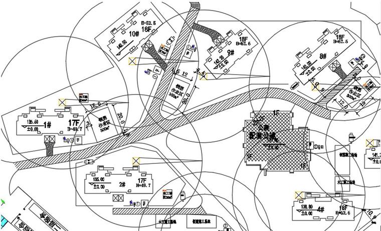 [黑龙江]安置区项目QTZ-63起重机基础施工方案-塔吊总体施工布置图