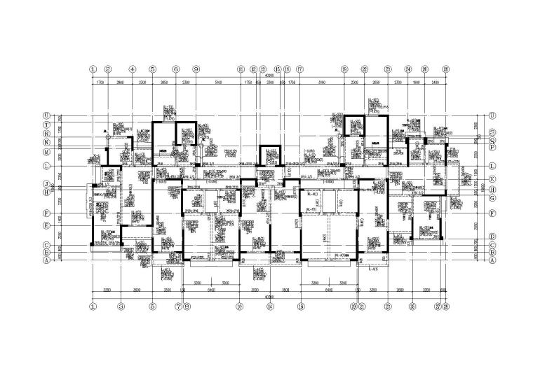 装配整体式剪力墙高层住宅楼结构施工图2016-二十一至二十三层梁平法施工图