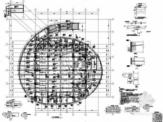 [浙江]地上二层钢网壳屋盖结构办公楼结构施工图（2015年06月出图）-C楼三层梁配筋图 