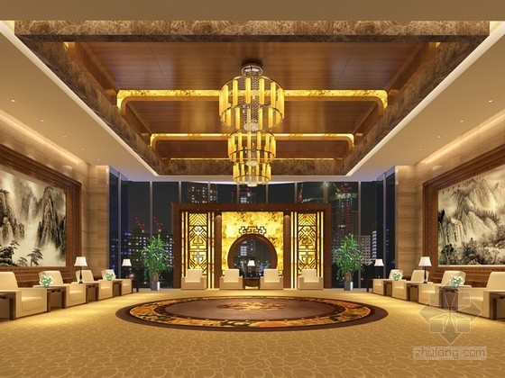 酒店会客厅效果图资料下载-中式会客厅3D模型下载