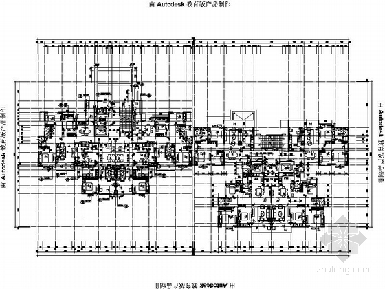 [江西]30层框剪结构商业办公建筑设计施工图（知名地产）-30层框剪结构商业办公建筑设计平面图