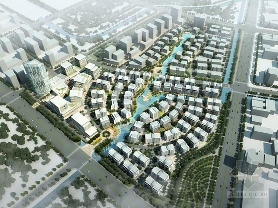 现代高层平层公寓资料下载-[江苏]滨水科技园规划及单体建筑设计方案文本
