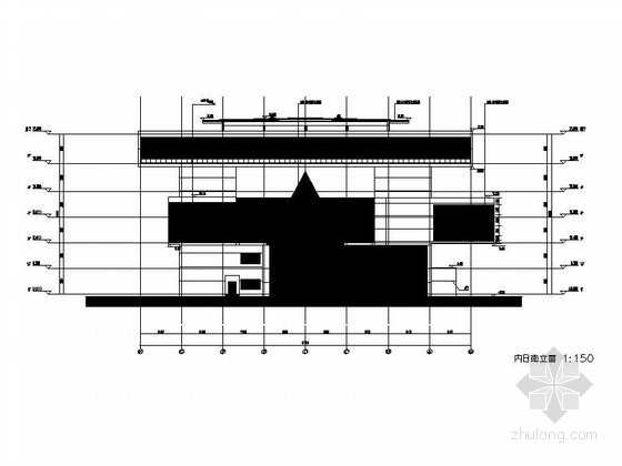 [河南]五层现代风格大型旅游服务中心建筑施工图（知名设计院）-五层现代风格大型旅游服务中心建筑立面图