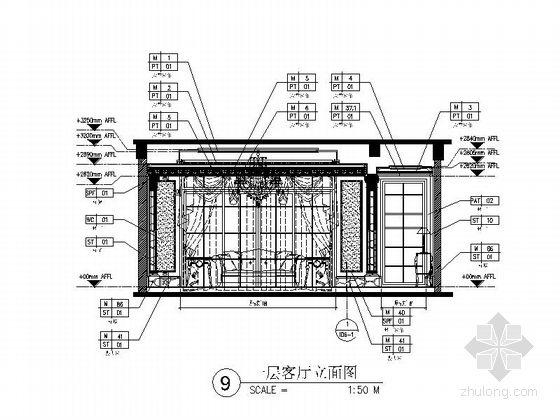 [温州]两层别墅欧式风格室内设计施工图（含效果图） 立面图