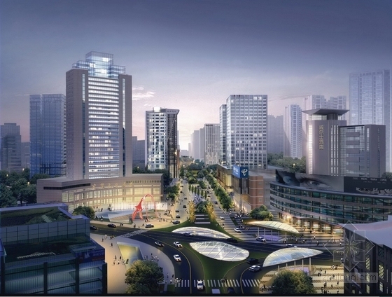 历史街区街道环境设计资料下载-[重庆]中心交通枢纽工程地面景观设计方案