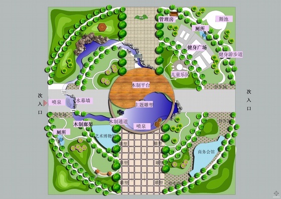 小公园景观配置效果图资料下载-街头小公园景观设计方案