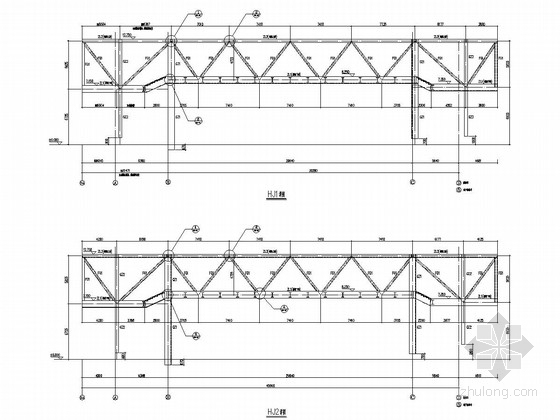 钢桁架结构连接天桥结构施工图-桁架详图 