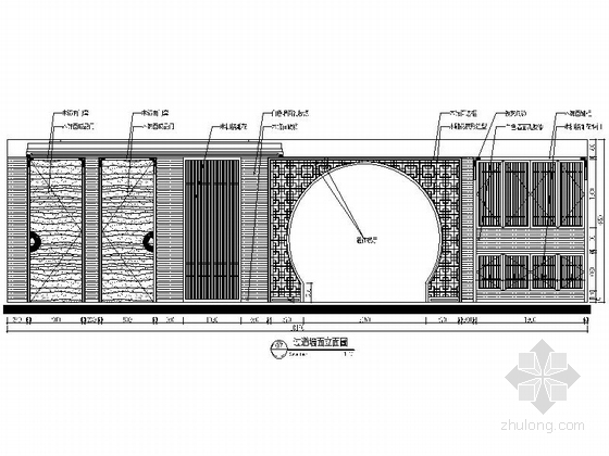 [山西]精品中式风情四室两厅样板间CAD装修施工图（含效果）过道立面图