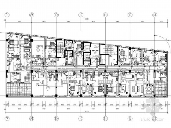 [上海]高层酒店办公综合建筑空调通风系统设计施工图-公寓式办公八层空调通风平面图 