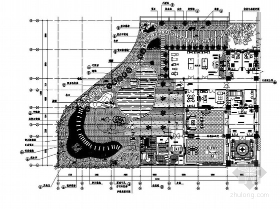 屋顶园林水电施工图资料下载-办公楼屋顶花园园林景观工程施工图