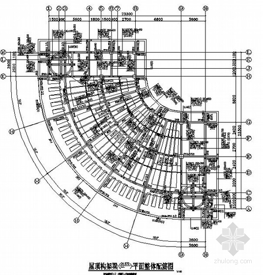 扇形建筑结构资料下载-扇形框架人工挖孔桩基结构施工图(带水池)