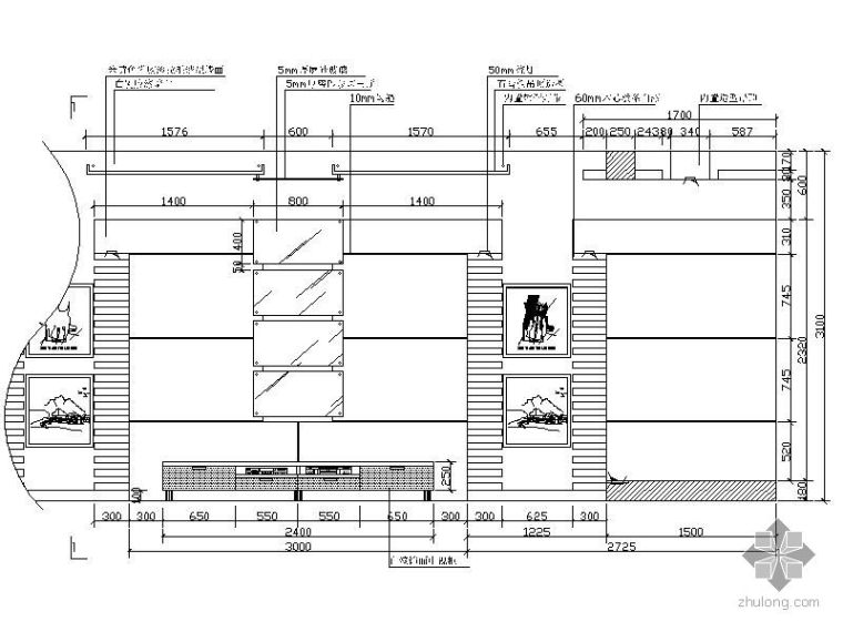 CAD电视背景墙立面资料下载-电视背景墙立面图