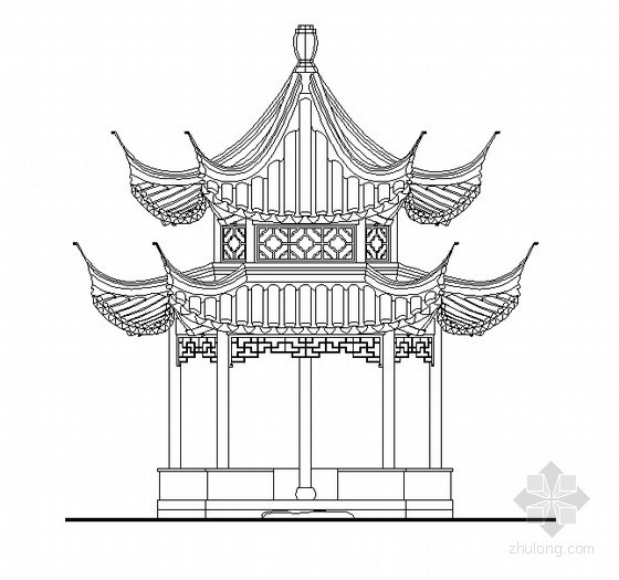 钢筋混凝土仿古重檐八角亭资料下载-五角重檐亭施工详图