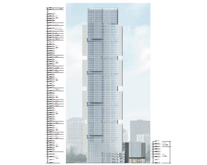 ​[河南]郑州绿地中央广场现代风高层综合体办公建筑设计方案文本（PDF）-立面效果图