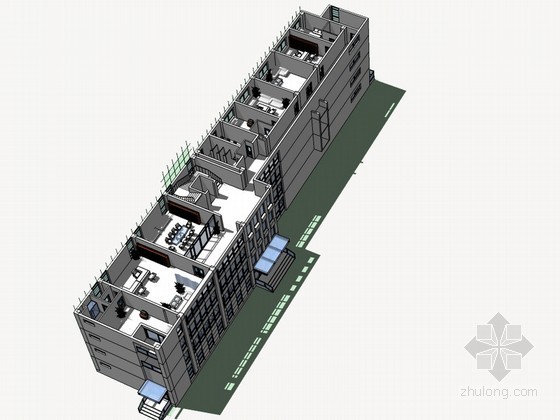 现代办公楼CAD资料下载-现代办公楼建筑SketchUp模型下载