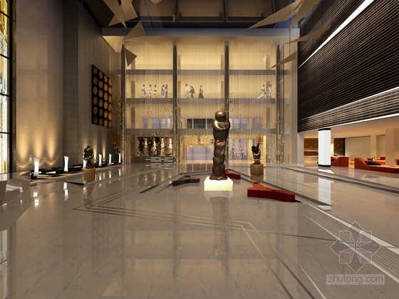 科技大楼办公大厅空间资料下载-时尚大厅3D模型下载
