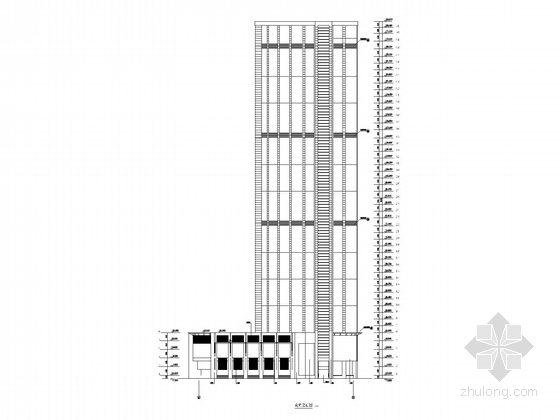 [广东]知名企业51层超高层办公楼建筑施工图-办公楼南立图