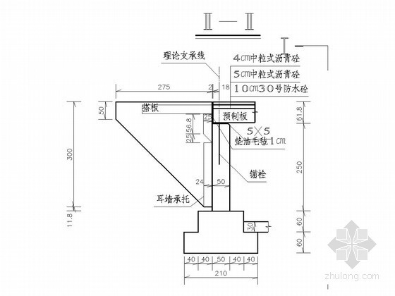 耳墙cad图纸资料下载-耳墙承托大样图