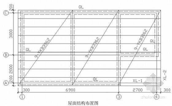 [毕业设计]河南某住宅楼土建工程计量与计价编制实例(含图纸)-屋面结构布置图 