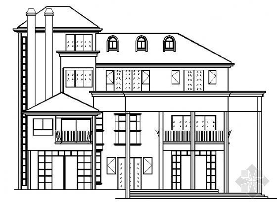 四层半欧式别墅建筑图资料下载-某三层半欧式别墅建筑方案图