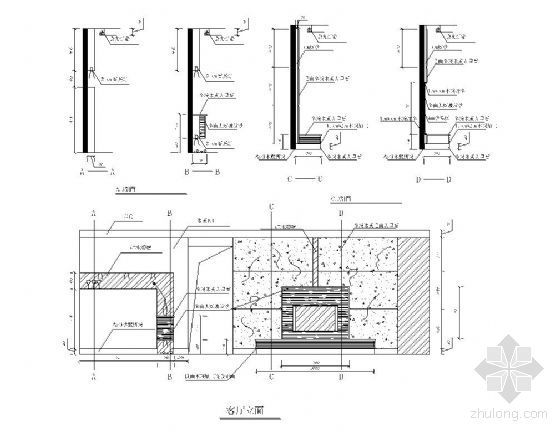 电视背景墙设计详图资料下载-电视背景墙详图3
