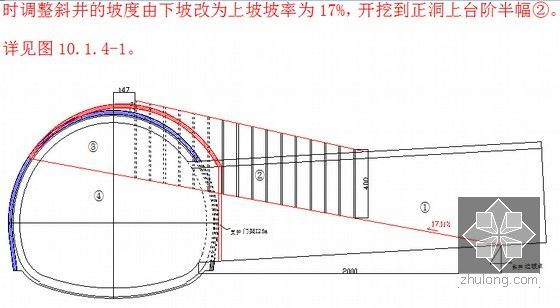 [甘肃]含T构刚构连续梁桥5km长隧泥岩黏土区铁路工程实施性施工组织设计383页-斜井转正洞断面图