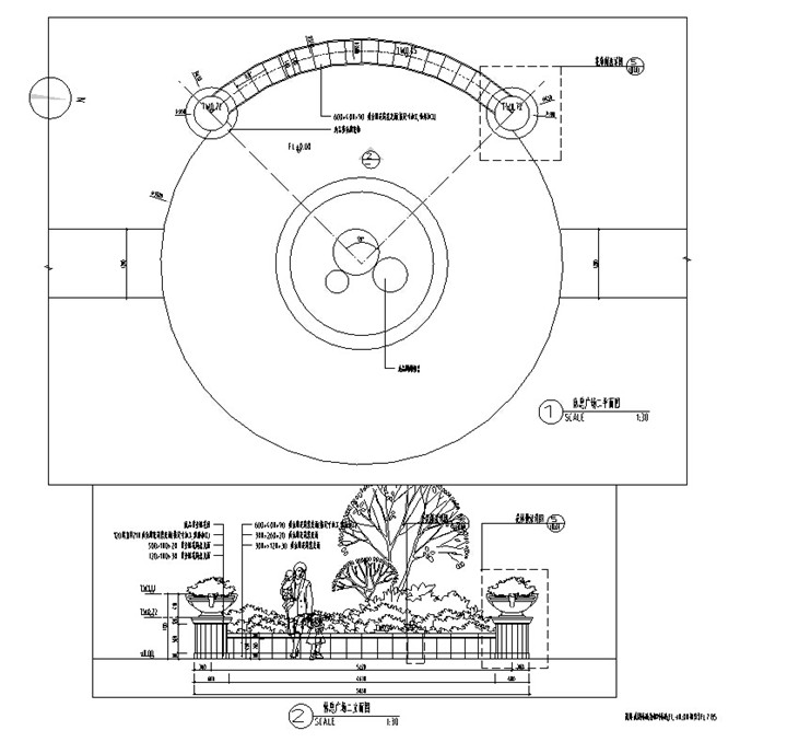 休息广场立面图