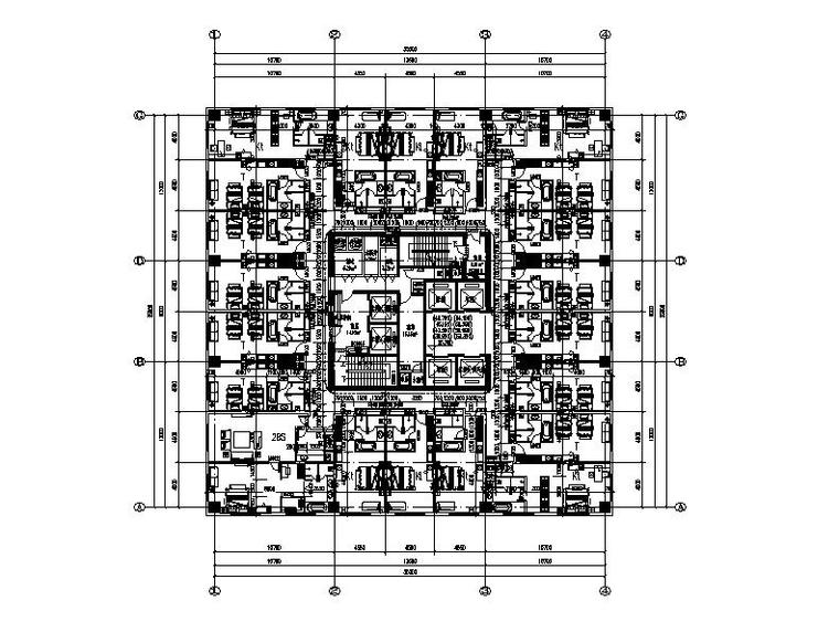 [江苏]高层连廊式办公酒店综合体建筑施工图-高层连廊式办公酒店综合体建筑平面图