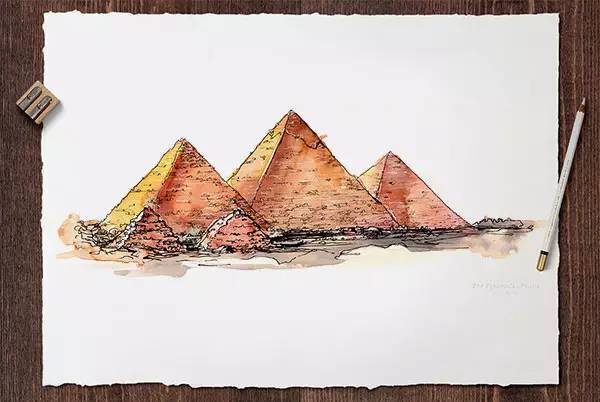 金字塔怎么画 彩铅图片