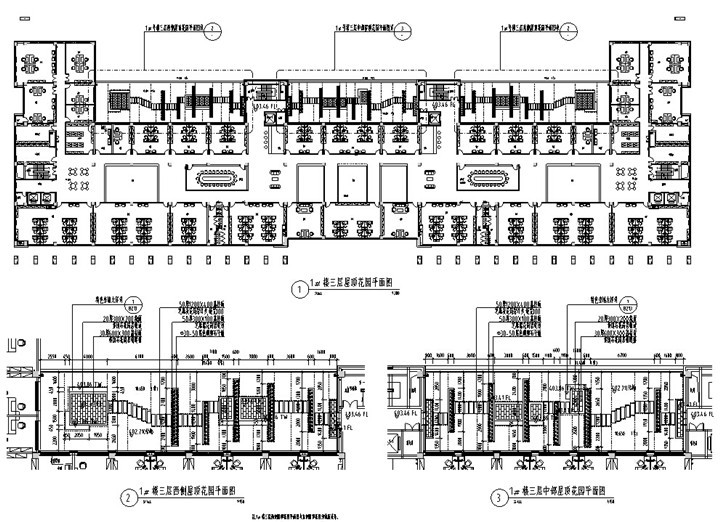 [陕西]对称式城市广场景观施工图（附PDF版）-屋顶花园平面图