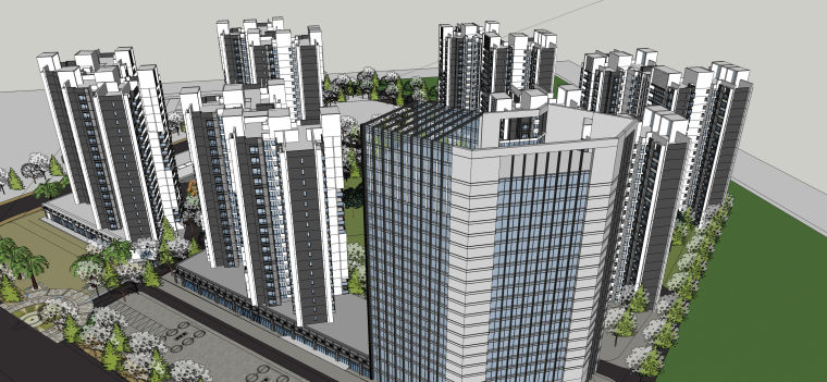 居住小区skp资料下载-北京一居住小区建筑模型