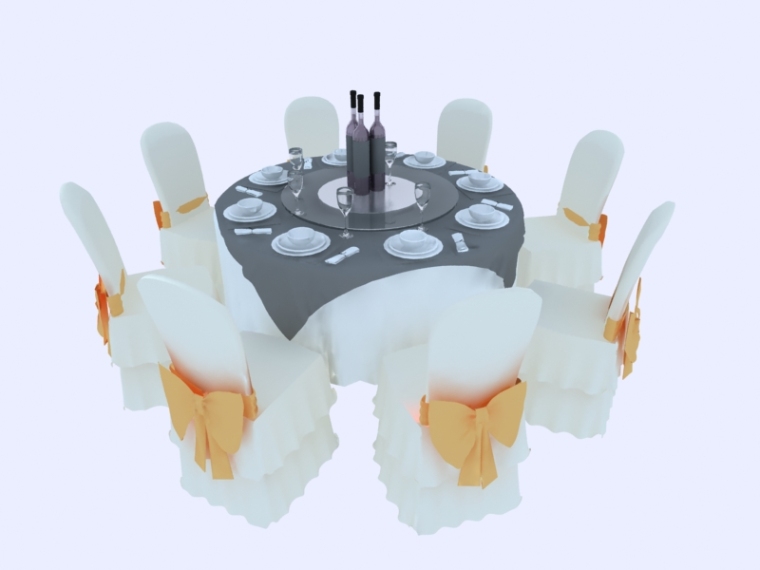 餐桌茶桌休闲桌资料下载-酒店餐桌3D模型下载