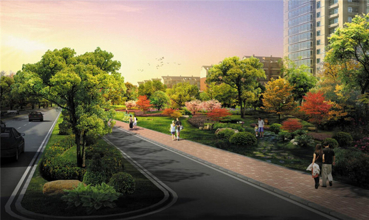 [江西]八条城市中心道路景观绿化设计方案-效果图