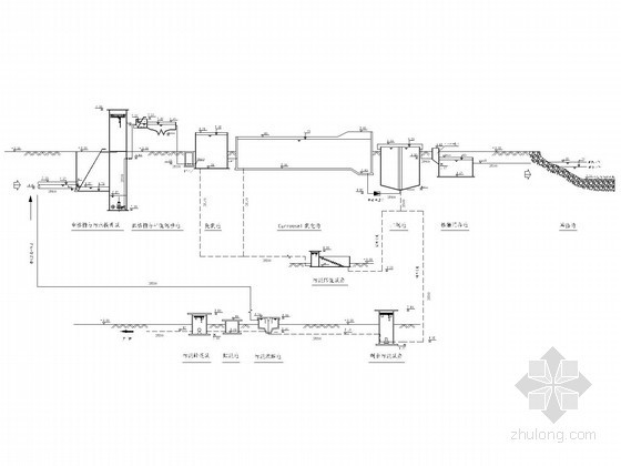 近3万吨城镇污水处理厂全套毕业设计（计算书 说明书）-污水、污泥处理工艺流程高程布置图