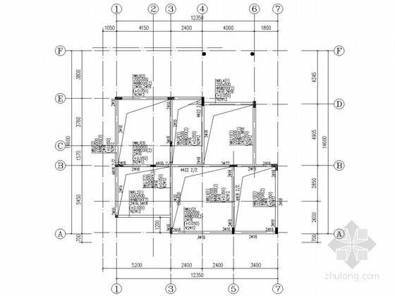 两层框架结构小别墅结构图-梁配筋图 