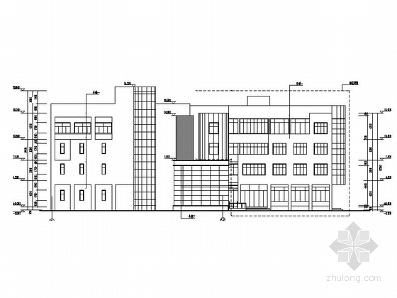 [浙江]4层市级城建档案馆库房建筑施工图-4层市级城建档案馆库房建筑立面图