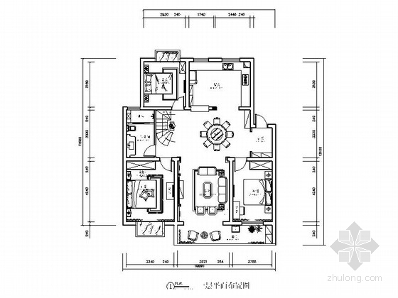 三层复式建筑资料下载-[北京]精品豪华欧式三层复式别墅室内装修施工图