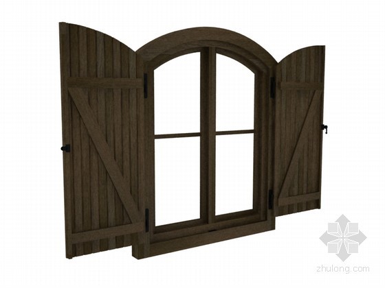 草图大师窗户模型下载资料下载-木质小窗户3D模型下载