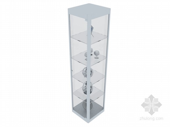 器皿3d模型资料下载-简约玻璃器皿柜3D模型下载