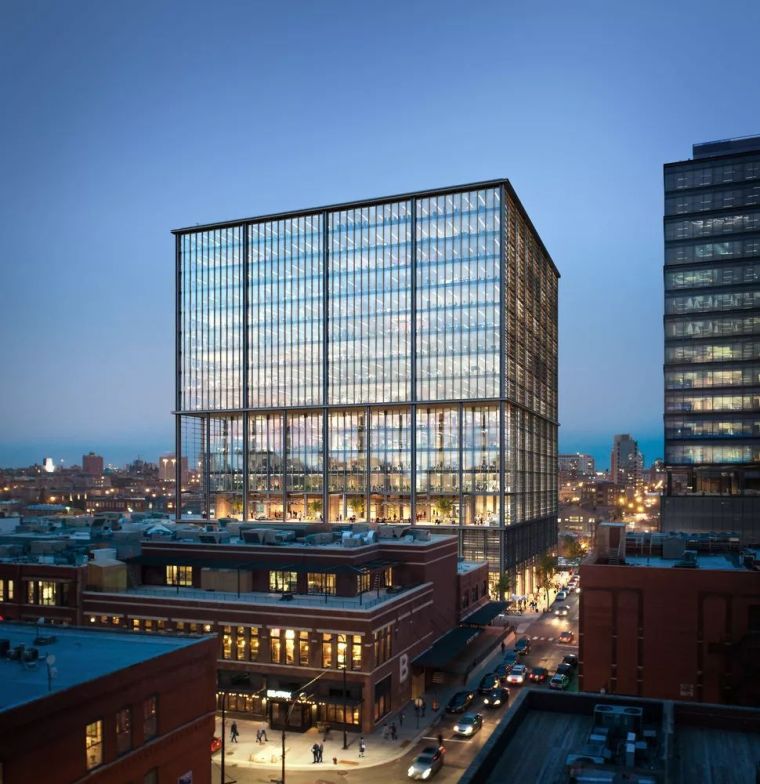 9层钢结构办公大楼资料下载-SOM芝加哥办公大楼设计公开，外露钢结构撑起五层露天平台