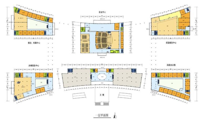 [江苏]某市旅游商务中心及生态公园规划办公楼文案（CAD+SU）-[江苏]某市旅游商务中心及生态公园规划办公楼一层平面图