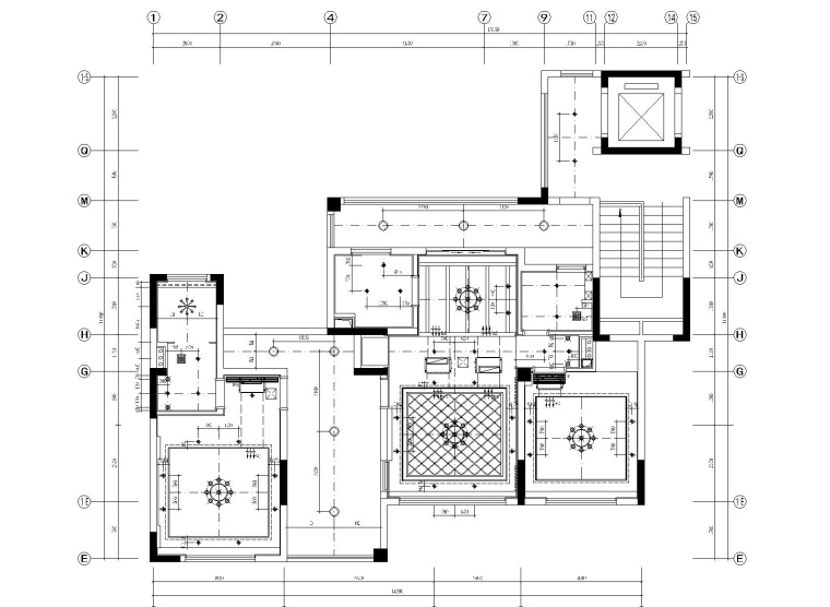 [上海]葛亚曦-上海绿地启东项目108平叠层两居室样板房施工图+软装方案+效果图-4天花灯位尺寸图_看图王