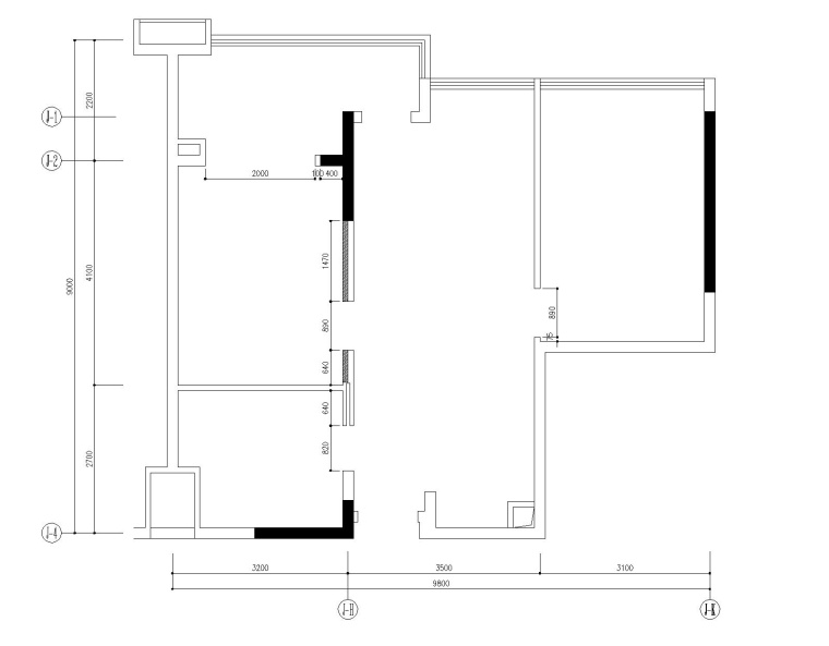 [广东]梁志天-广州雅居乐科学城公寓3号户型一居室样板房全套施工图+效果图+物料-8平面间墙图_看图王