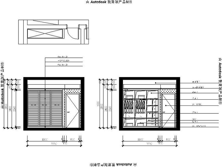 [安徽]现代简约两层三居室设计施工图（含效果图）-[安徽]现代简约两层三居室设计立面图