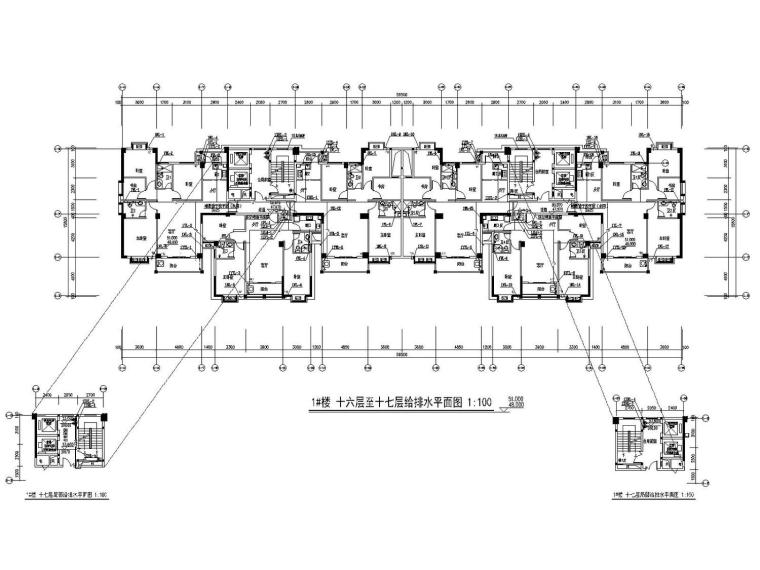 [福建]多栋高层安置楼给排水喷淋消防系统施工图（含连廊设计）-1#楼 十六层至十七层给排水平面图.jpg