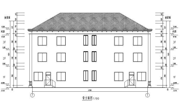 高档别墅精美施工图全集-背立面图