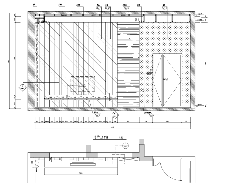 [广东]某黑白色调住宅装修施工图及效果图-客厅立面图