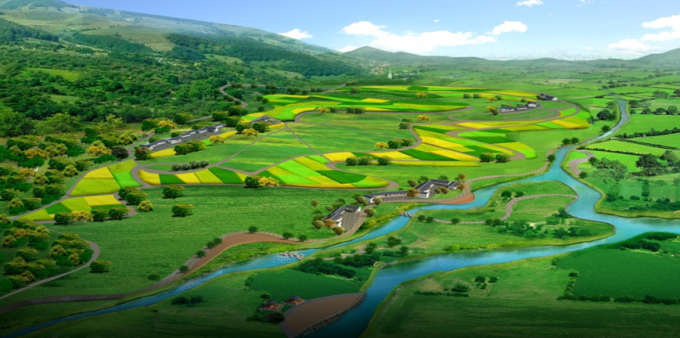 [四川]生态田园绿色低碳小镇旅游度假村景观设计方案-生态田园景观效果图